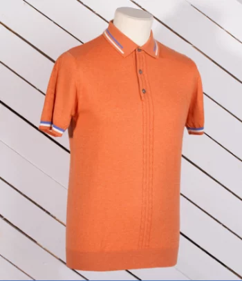 Рубашка-поло Giovanni Botticelli оранжевого цвета с интересным воротником
